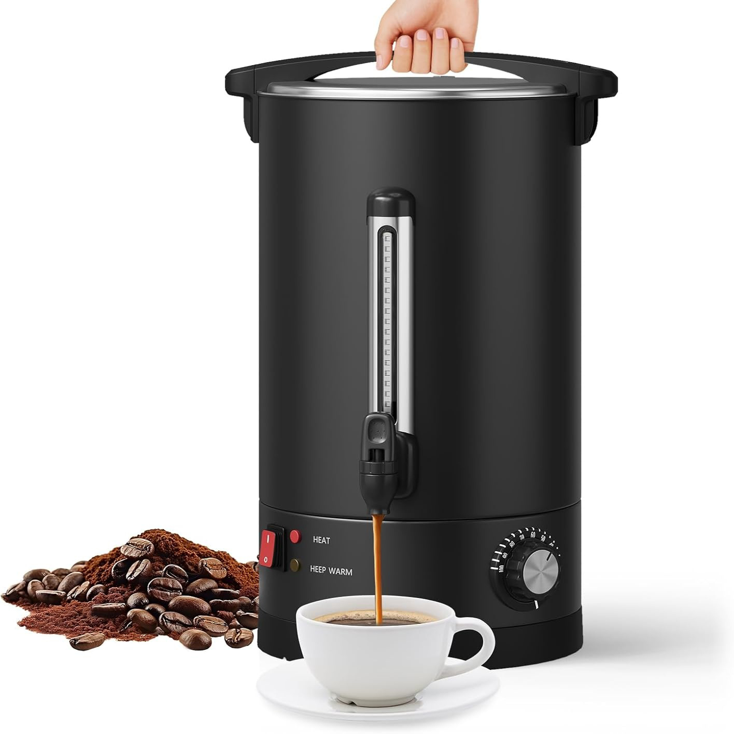 Coffee Tea Urn - 14/16 Lカップコーヒーウォーマー、業務用コーヒーメーカー温水ウォーマー、大型パーコレーターポットディスペンサー、ステンレス製、お茶や飲料用