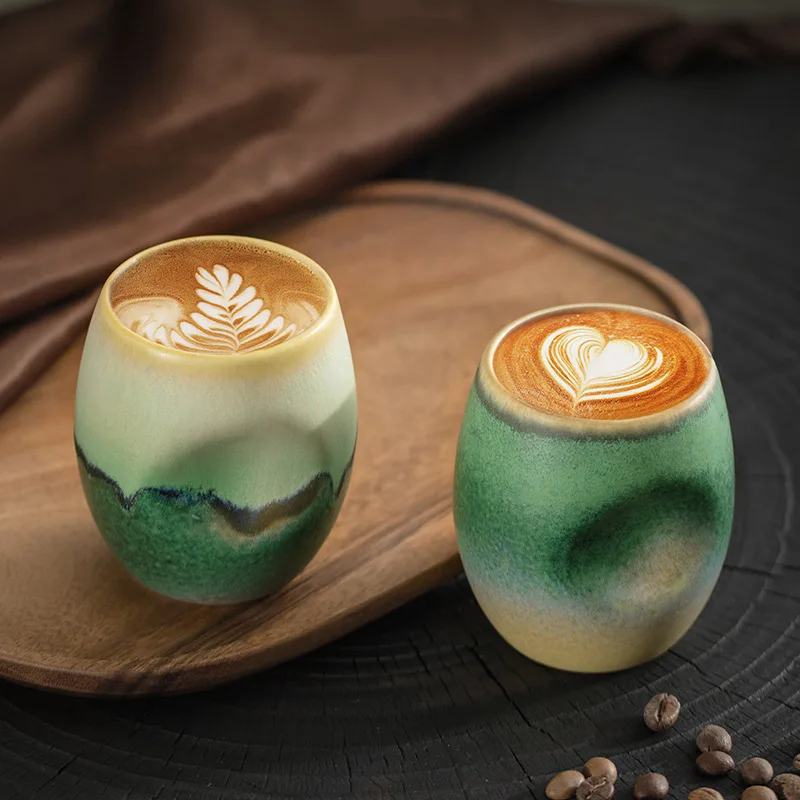 Coffee Tea Green - グリーン、青山-半カラフルセラミック濃縮コーヒーカップ、ティーカップ、マスタークリエイティブ、やや高級色の釉薬、230ml