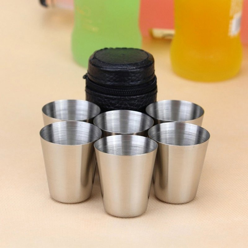 Coffee Tea And Sugar Canister Set - 4/6 個のステンレス鋼カップミニショットグラスビールカップ金属ワインカップコーヒータンブラー茶ミルクマグキャンプハイキングポータブルカップセット