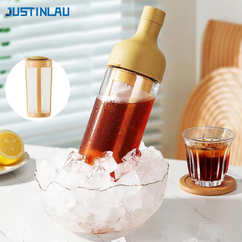 Coffee And Tea Glass - JUSTINLAU 1L コールドブリューコーヒーピッチャー フルーツティー醸造ケトル フィルタースクリーン付き 高ホウケイ酸ガラスコーヒーポット
