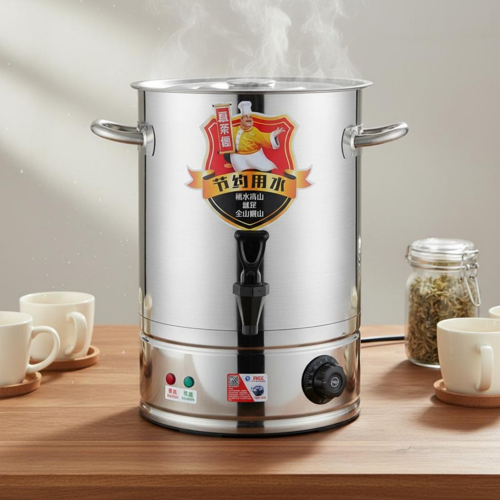 Coffee Tea Urn - 28-68L電気式温水サーバー、温度調節可能、保温バケツ、スチール製保温飲料ディスペンサー（ミルクティー、コーヒー用）