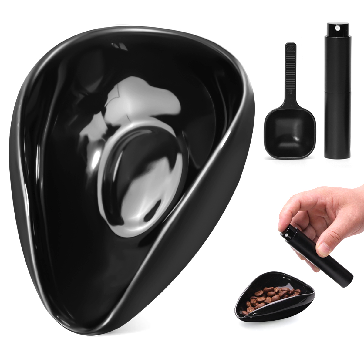 Coffee Tea Games - Leeseph コーヒー豆計量カップとスプーンセット、セラミック計量容器計量トレイキット、コーヒーまたは紅茶用、エスプレッソアクセサリー