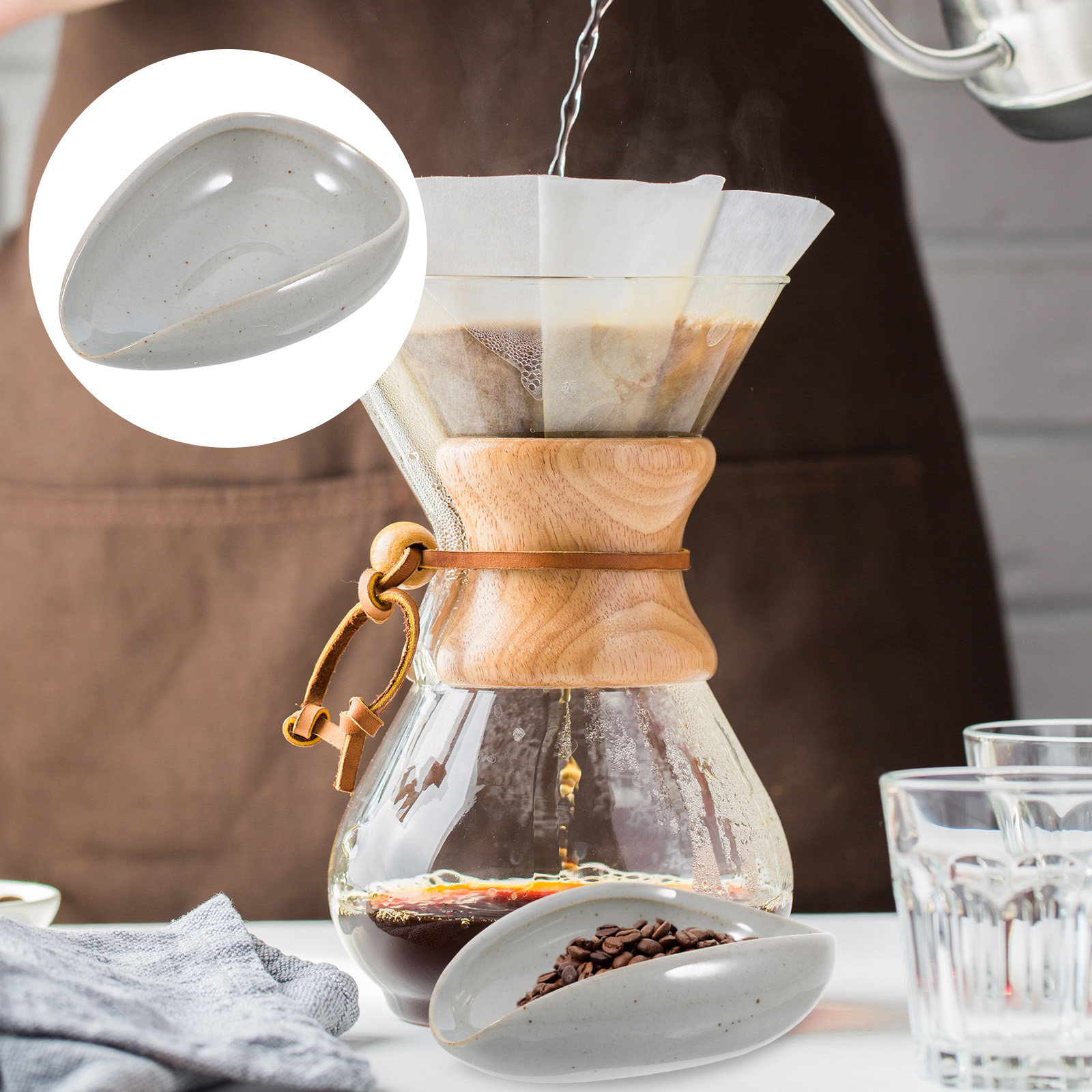 Coffee Tea Leaf And Bean - セラミック製コーヒー豆トレイ 多機能計量カップ 計量スプーン 計量ソーサーホルダー コーヒー豆 茶葉