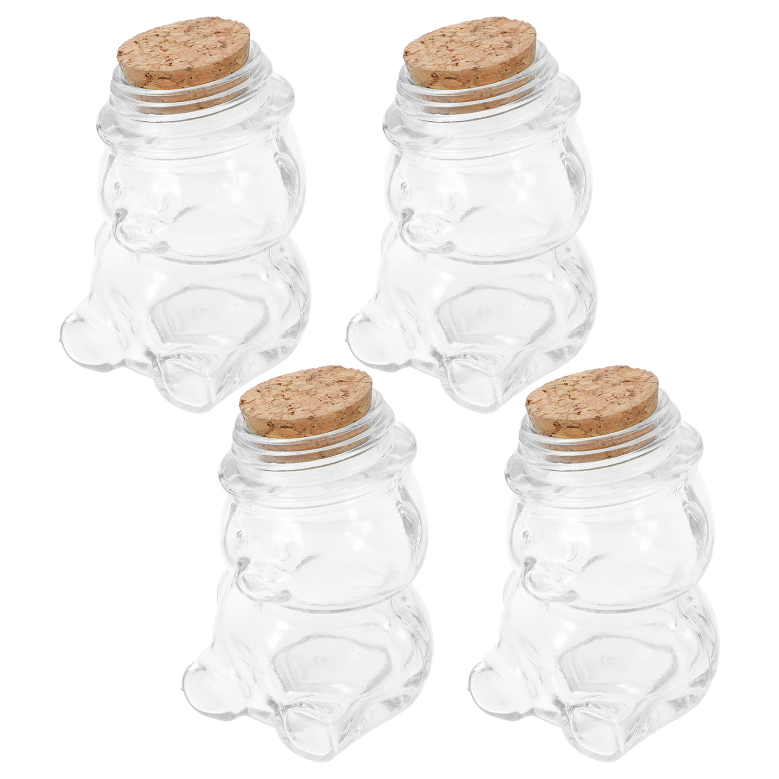 Coffee And Tea Glass - 4個入りガラスキャンディジャーセット 透明な気密食品保存容器 お菓子、ビスケット、紅茶、コーヒー、砂糖、塩、胡椒、ジュエリー用