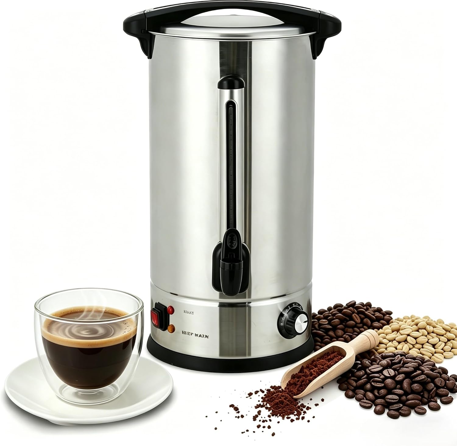 Coffee Tea Urn - Tacleekii 18L 業務用コーヒーディスペンサー、クイックブリュー＆保温機能付き二重壁ステンレス製パーコレーター、お茶、イベント、ケータリング、パーティー、オフィス向けのホットウォーターディスペンサー