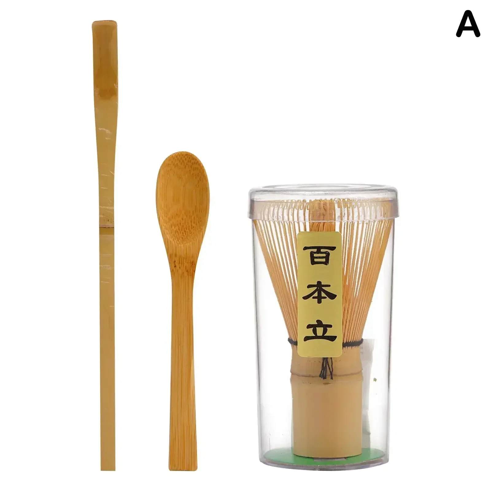 Matcha Whisk Set - 3個セット抹茶泡立て器セット手作り竹抹茶泡立て器伝統的な茶杓深型茶杓茶こし透明泡立て器収納ホルダー