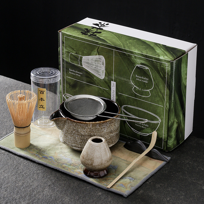 Matcha Whisk Set - 7 個 4 個日本抹茶セット手作りホーム簡単にきれいなボウル竹泡立て器ティースプーンティーセット茶道具アクセサリーセレモニー