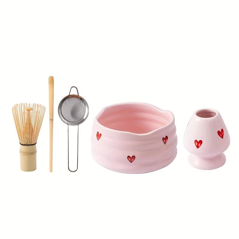 【2/4/5点セット かわいいハート柄デカール付き陶器抹茶セ - Matcha Whisk Set のレビューと価格