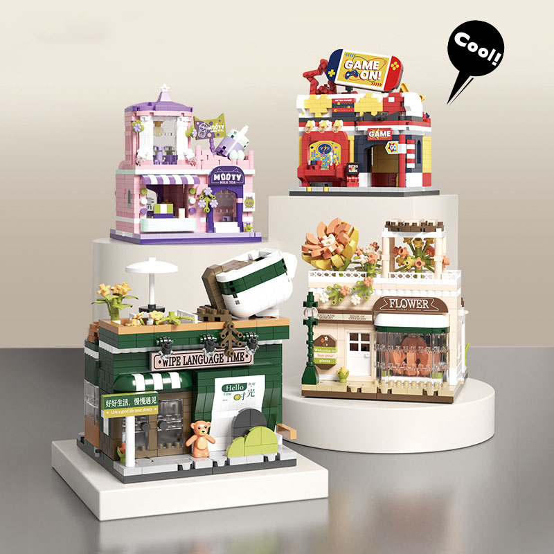 面白い都市ストリートビューの建物レンガ花屋コーヒーショップミ - Coffee Tea Games のレビューと価格