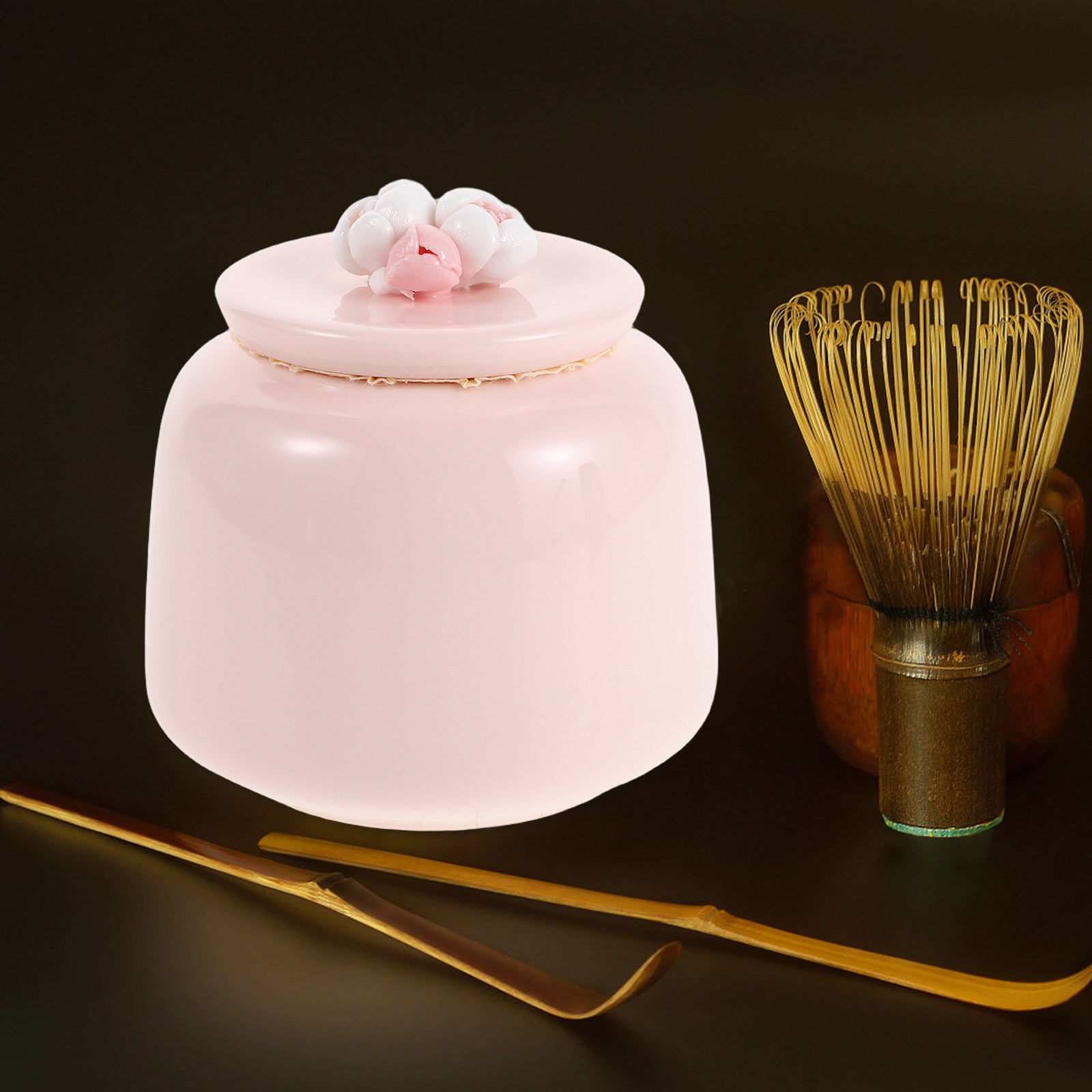陶器製茶筒 ピンクの磁器製食品保存容器 密閉キッチンキャニス - Coffee Tea Leaf And Bean のレビューと価格