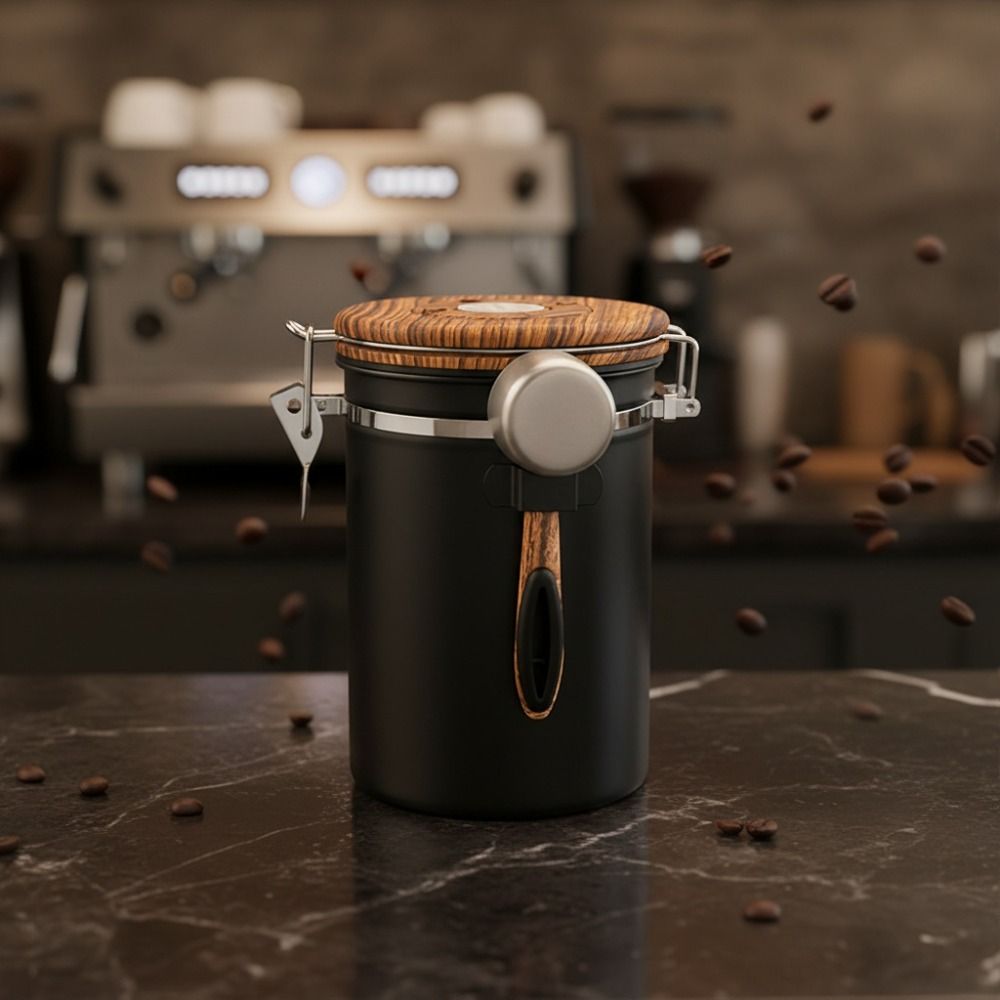 304ステンレス製コーヒー豆保存容器 密閉型 スプーン付き  - Coffee Tea Leaf And Bean のレビューと価格