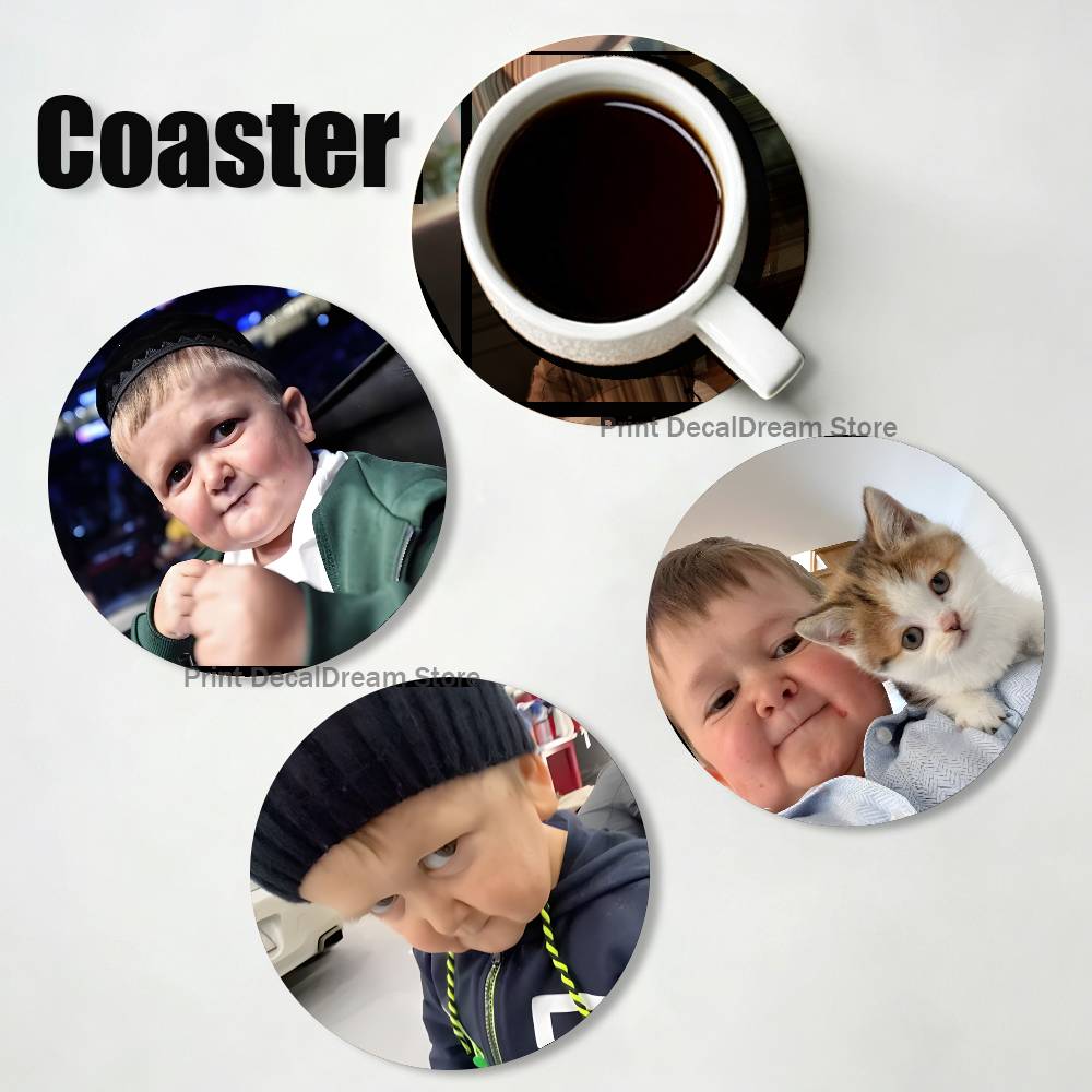 面白いハスブッラ・マゴメドフのミーム柄木製コースターセット  - Coffee Tea Games のレビューと価格