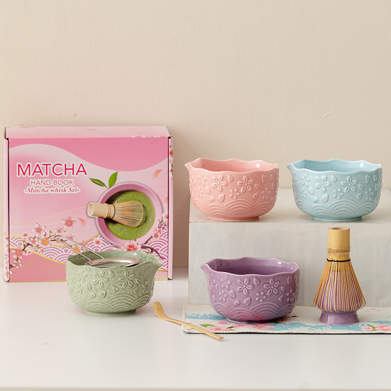 8点入り高級抹茶キット 日本式茶道具 浮き彫り模様の茶碗 注 - Matcha Whisk Set のレビューと価格