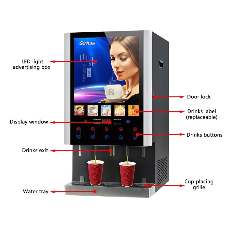50SCW-12自動コーヒー販売機 ホットアイスインスタント - Coffee Tea Vending Machine For Office のレビューと価格