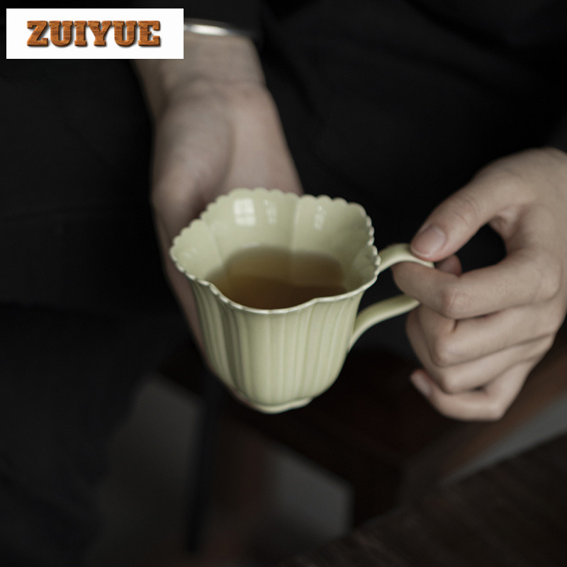 花の花びらが付いた手作りのティーカップ,150ml,お茶サー - Coffee Tea Green のレビューと価格