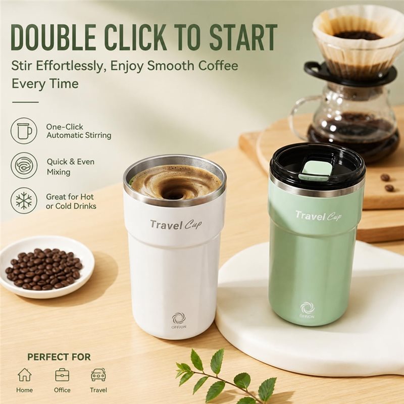HGHO USB-C充電式セルフスターリングマグ+アイストレ - Coffee Tea Mix のレビューと価格