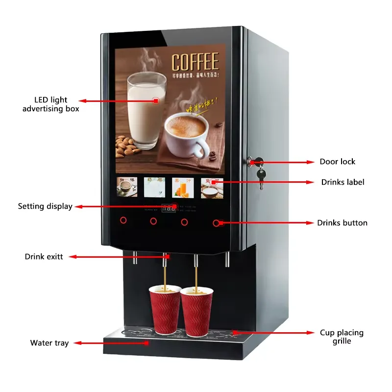 業務用自動コーヒー販売機40S SUPINインスタントホット - Coffee Tea Vending Machine For Office のレビューと価格
