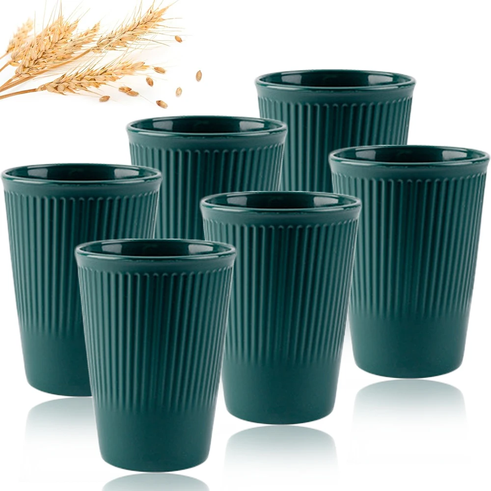 グリーン 洗える小麦ストローカップ 6個 耐久性のある再利用 - Coffee Tea Green のレビューと価格