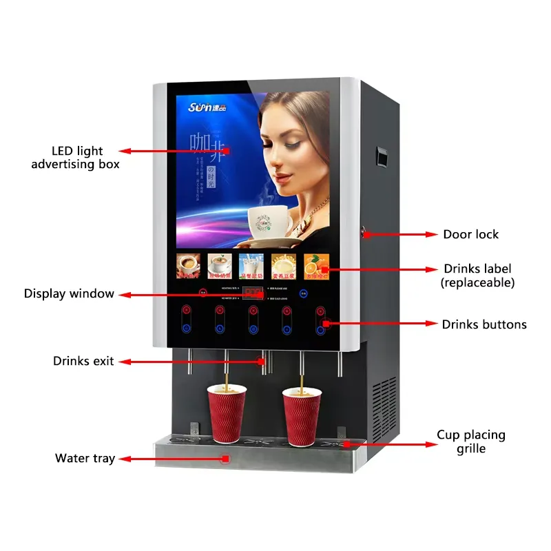 50SCW-12Lアイスコーヒー自動販売機業務用インスタント - Coffee Tea Vending Machine For Office のレビューと価格