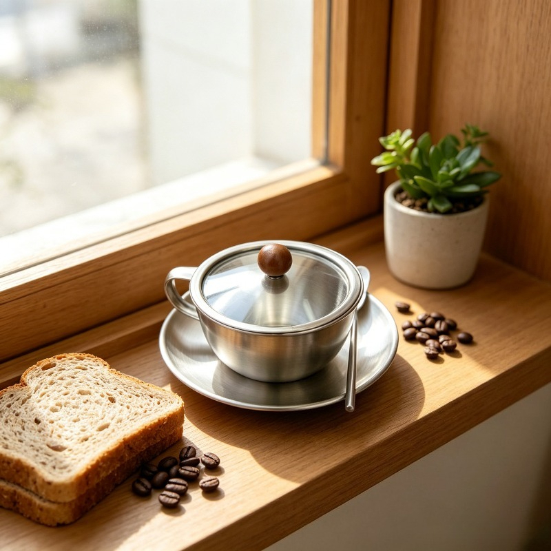 ヴィンテージステンレス鋼コーヒーカップソーサーセットインダス - Coffee Tea And Sugar Canister Set のレビューと価格