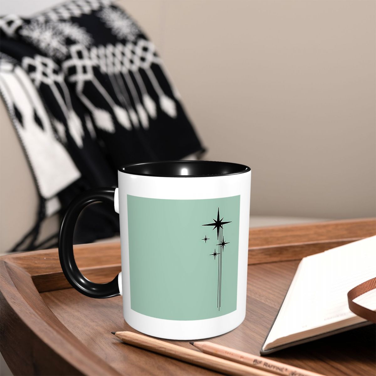 1950年代の原子時代風レトロスターバースト柄、ミントグリー - Coffee Tea Green のレビューと価格