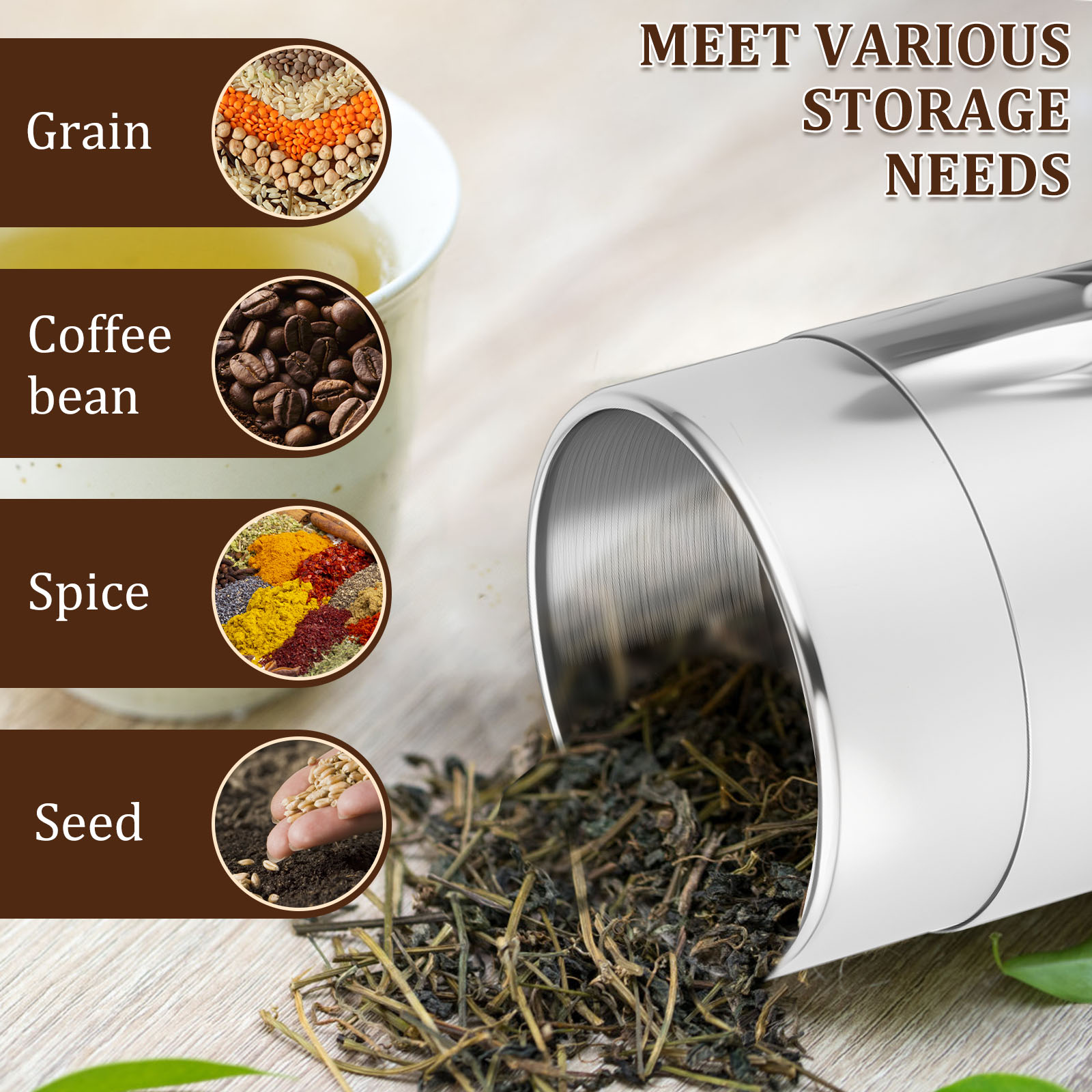 ステンレス鋼茶葉缶キャニスター肥厚ダブルシールコーヒー豆砂糖 - Coffee Tea Leaf And Bean のレビューと価格