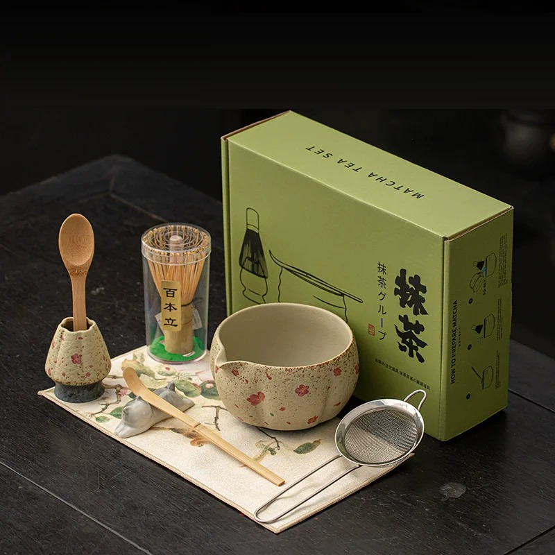 8点セット 日本製 火打石抹茶セット 竹製抹茶茶筅 高級抹茶 - Matcha Whisk Set のレビューと価格