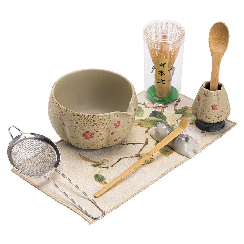 8点セット 日本製 火打石抹茶セット 竹製抹茶茶筅 高級抹茶 - Matcha Whisk Set のレビューと価格