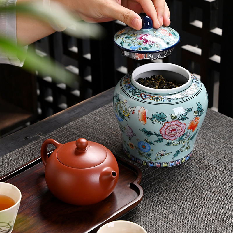 セラミック茶瓶エナメル一般瓶防湿密封瓶緑茶家庭用保存瓶茶と砂 - Coffee Tea Green のレビューと価格