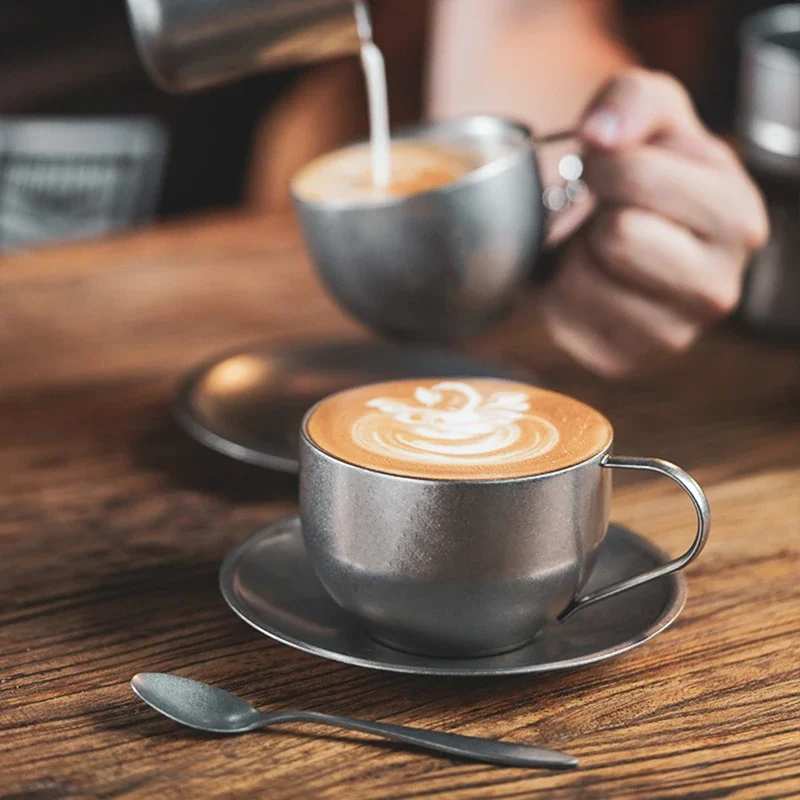 レトロシリーズコーヒーカップセット二重壁304ステンレス鋼コ - Coffee Tea And Sugar Canister Set のレビューと価格